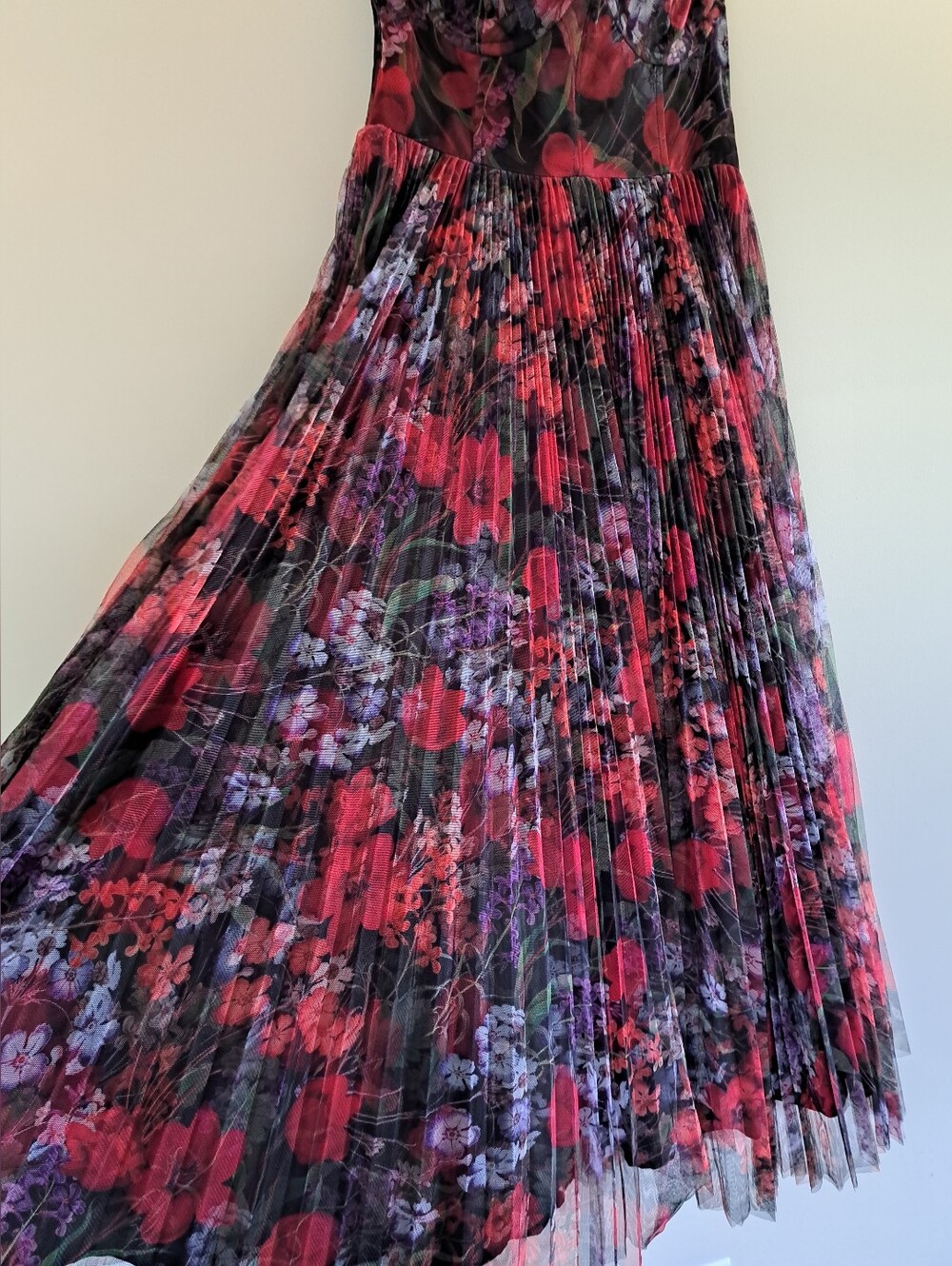 Hutch Alba Floral Pleated Tulle Gown. - Picture 9 of 11